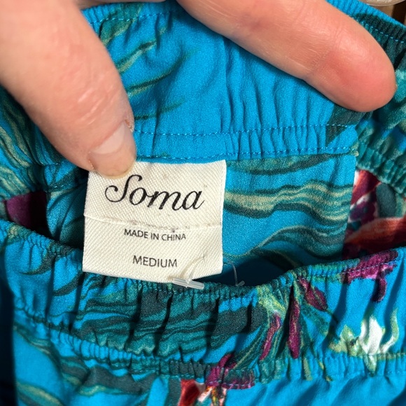 Soma Glamour Foliage Pajama Set in Blue with Floral Print - Picture 4 of 5